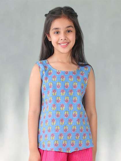 Sangria Girl Floral
                    Printed Pure Cotton Sleeveless Top