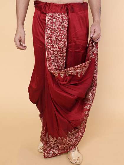 W & G Men
                        Printed Relaxed Fit Silk Ethnic Dhoti