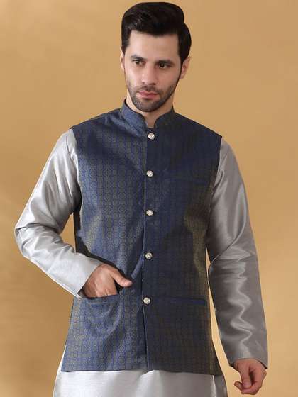KRAFT INDIA Printed
                      Mandarin Collar Nehru Jacket