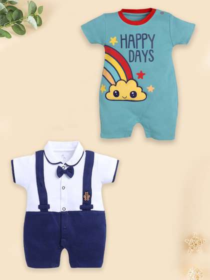 BABY GO Boys Pack Of 2
                    Printed Pure Cotton Rompers