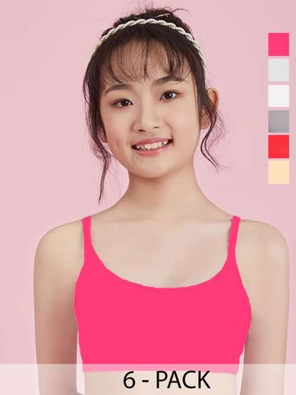 BRAAFEE Pack of 6
                        Girls Cotton Non Padded Teenager Full Coverage
                        Sports Bra
