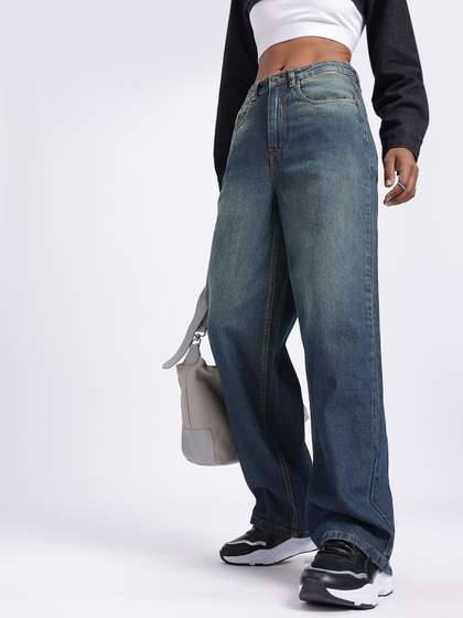 glitchez Women Light
                        Fade Baggy Jeans