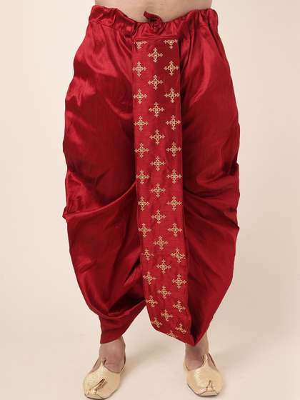 W & G Men
                          Embroidered Relaxed Fit Silk Ethnic Dhoti