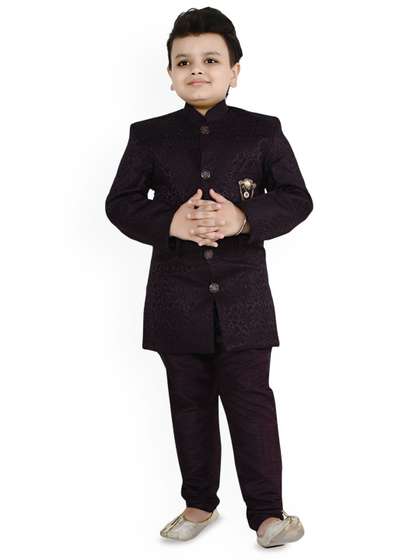 BAESD Boys Woven
                        Design Indo Western Sherwani Set