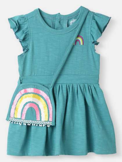 Nauti Nati Baby Girls
                    Rainbow Print Fit & Flare Dress With Sequinned
                    Bag