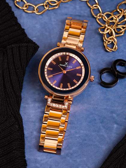 Daniel Klein Women
                        Blue & Rose Gold Analogue Watch DK11368-6