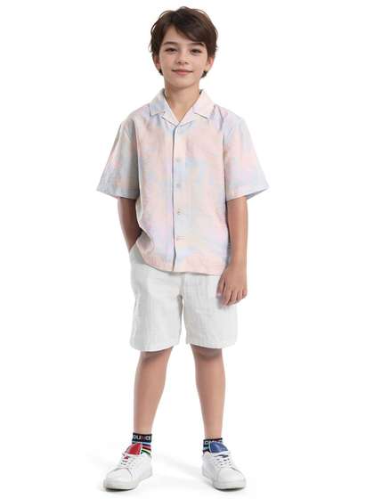 RARE ONES Boys Abstract
                    Printed Cuban Collar Casual Shirt