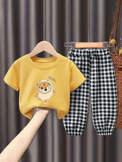 Lil.snuggles Unisex Kids
                    Printed T-shirt and Shirt with Pyjamas
