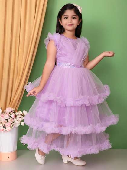 Jhilik Garments Girls
                    Net Layered Fit & Flare Maxi Dress