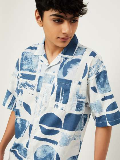 max Boys Printed
                          Spread Collar Long Sleeves Casual Shirt