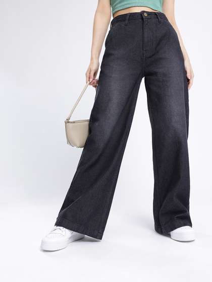 glitchez Women Light
                        Fade Wide Leg Jeans