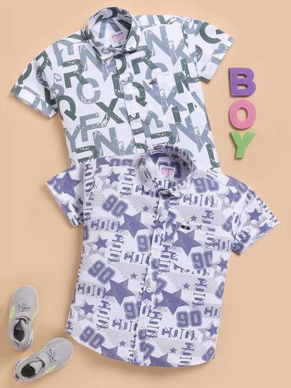 Toonyport Boys Pack
                        Of 2 Graphic Printed Spread Collar Casual Shirt