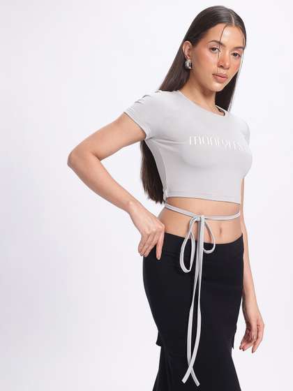 Tie-Up Printed Cropped T-shirt