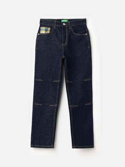 United Colors of
                    Benetton Boys Mid-Rise Slash Knee Slouchy Fit Jeans