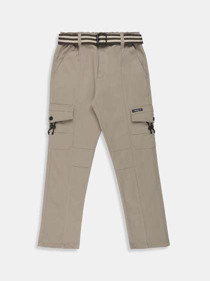 CAVIO Boys Relaxed
                      Regular Fit Cargos Trousers with Belt