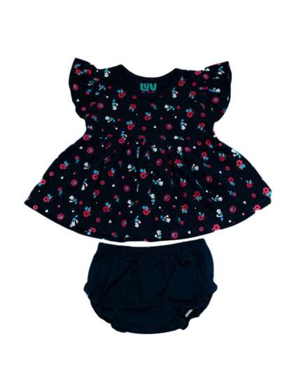LUV-DUB Girls Floral
                    Print Flutter Sleeve Fit & Flare Dress