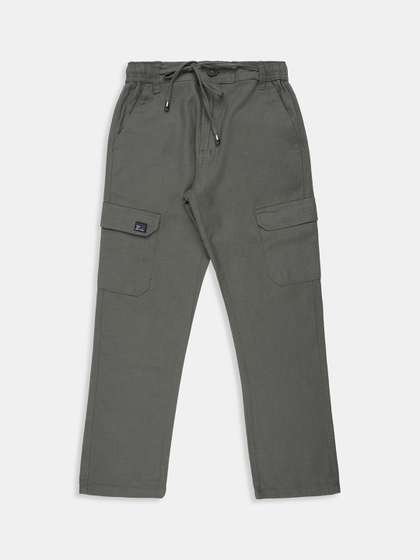CAVIO Boys Cotton
                    Mid-Rise Relaxed Cargos Trousers
