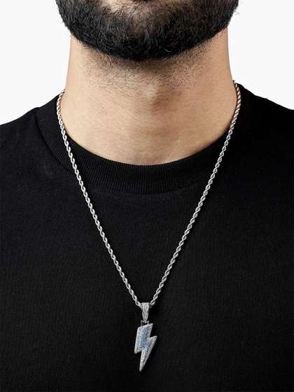 SWASHAA Men Potter
                    Silver-Plated Cubic Zirconia Flash Pendant With
                    Chain