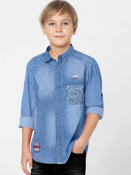 FABFARM Boys Classic Fit
                    Solid Spread Collar Casual Shirt