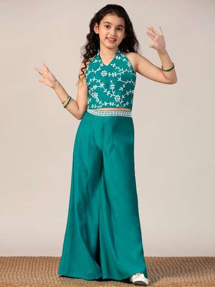 FASHION DREAM Girls
                    Embroidered Crop Top With Palazzos