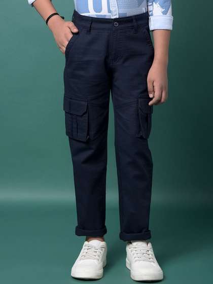 Crimsoune Club Boys
                    Solid Slim Fit Mid-Rise Flat-Front Cargos Trousers