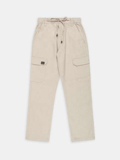 CAVIO Boys Solid Relaxed
                    Regular Fit Mid-Rise Flat-Front Cargos Trousers