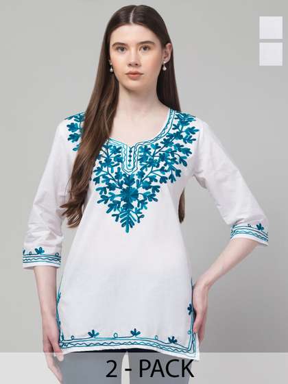 Aura Glam Pack Of 2 Embroidered Kurtis
