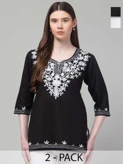 Aura Glam Pack Of 2 Embroidered Kurti