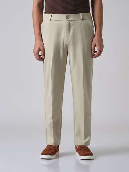 Banana Club Men Ecru
                      Beige Relaxed Fit Trousers