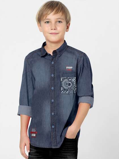 FABFARM Boys Classic
                      Fit Solid Spread Collar Casual Shirt
