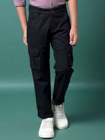 Crimsoune Club Boys
                    Solid Slim Fit Mid-Rise Cotton Cargo Trouser