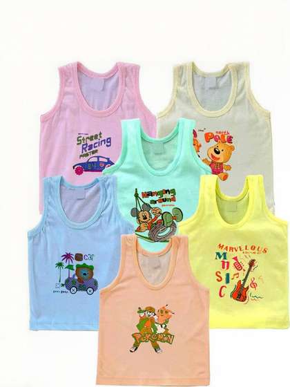 BODYSHINE Pack of 6
                      Multicolor Boys Cotton Vest