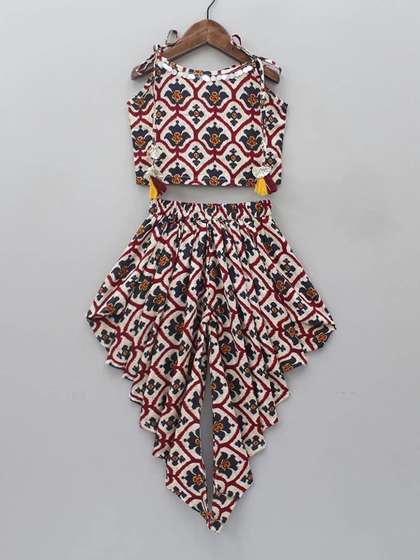 BAESD Girls Floral
                      Printed Top with Dhoti Pant