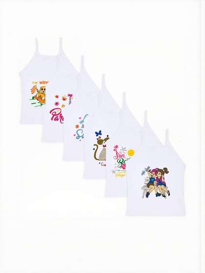 BODYSHINE Pack of 6
                    White Girls Cotton Vest