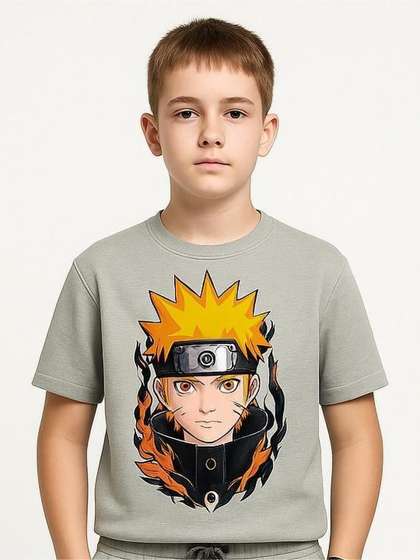 PARYAG Boys Humour and
                    Comic Printed Round Neck Regular Fit Cotton T-shirt