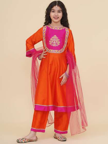 Bitiya by Bhama Girls
                    Floral Yoke Design Panelled Anarkali Kurta With
                    Salwar & Dupatta