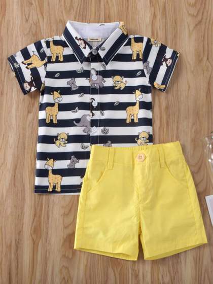 INCLUD Boys Striped
                    Shirt with Shorts