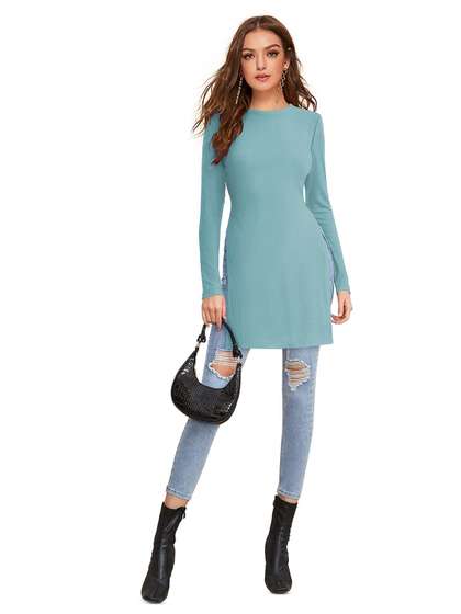 DHRUVIL IMPEX Round Neck Long Sleeve Kurti