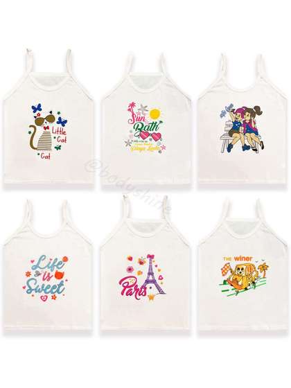 BODYSHINE Pack of 6
                    White Girls Cotton Vest