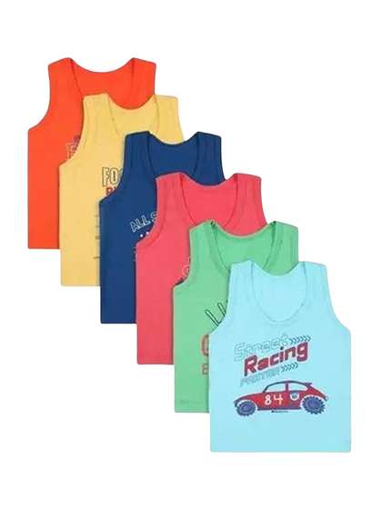 NTA Boys Pack Of 6
                    Printed Round Neck Basic Vest