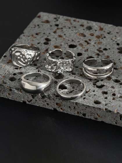 StyleCast x Revolte Men
                    Pack of 5 Silver-Plated Finger Rings