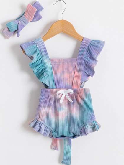 YK Girls Tie & Dye
                    Playsuit with Hairband