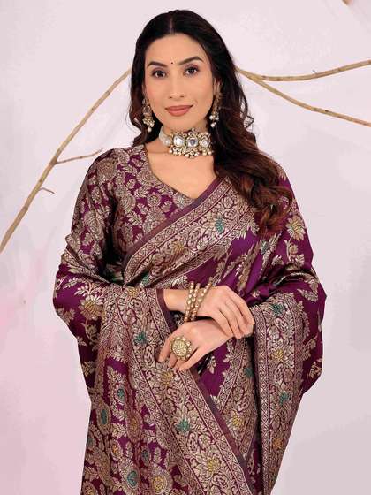 Moda Rapido Woven
                        Design Zari Silk Cotton Banarasi Saree