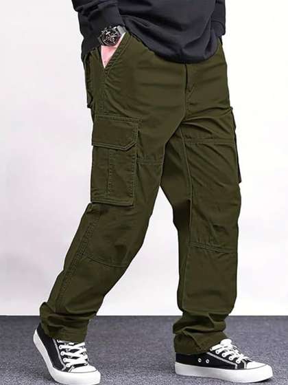 VOGAAN Men Relaxed
                        Loose Fit Cargos Trousers