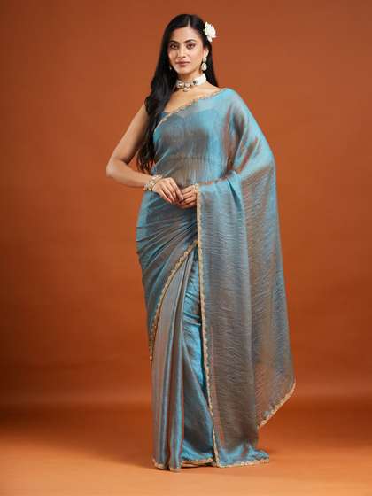 kasee Solid
                        Embellished Beads and Stones Silk Blend Saree