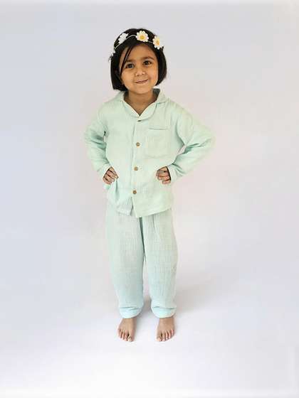 Snuggly Spaces
                    Kids-Unisex Green Nightdress