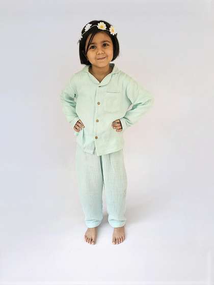 Snuggly Spaces
                    Kids-Unisex Green Nightdress