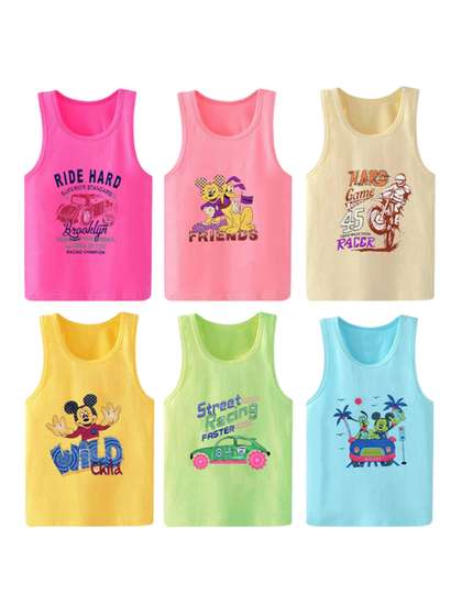 Mega style Unisex
                    Infants Pack Of 6 Assorted Printed Basic Vest -
                    MS-3100-P6_12-0-3M