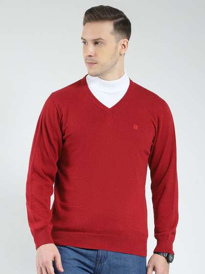 Monte Carlo Men
                        Solid V Neck Cotton Pullover