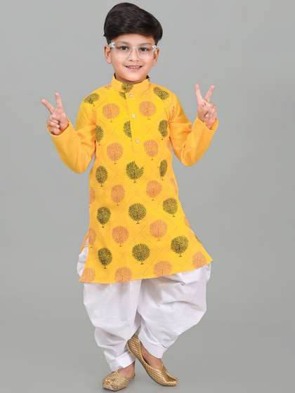 AHLAN APPARELS Boys
                    Ethnic Motifs Printed Cotton Kurta with Patiala